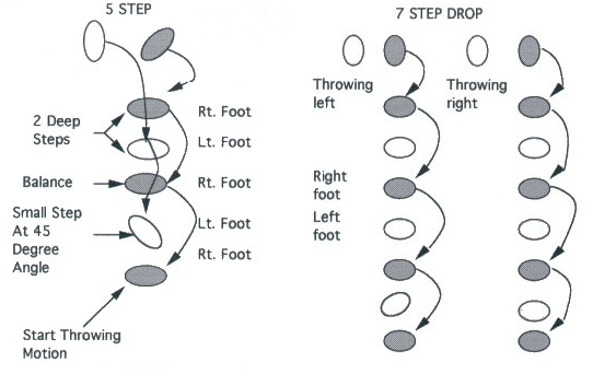 Illustration of QUARTERBACK 5 AND 7 STEP DROP DRILL